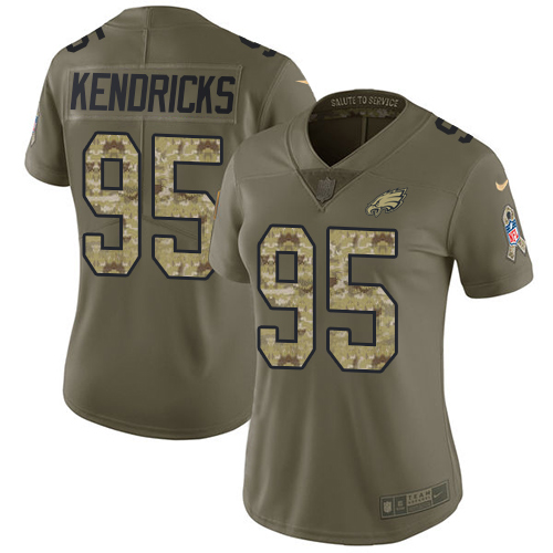 Nike Eagles #95 Mychal Kendricks Olive/Camo Women's Stitched NFL Limited Salute to Service Jersey